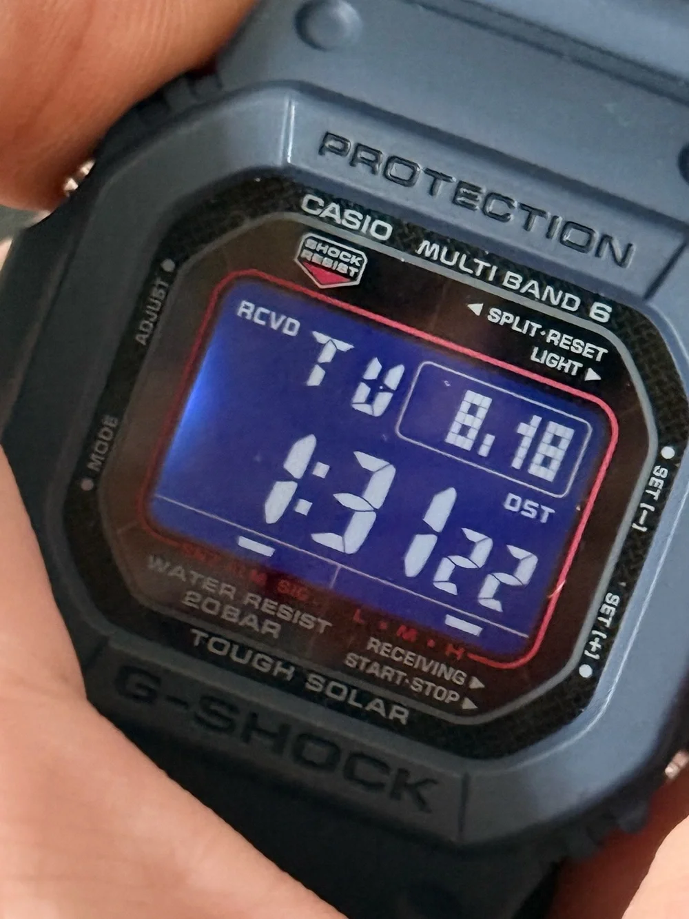 G-SHOCK multi band 6 Men's Digital Watch in Matte Blue - Durable Sport Style